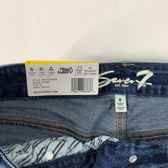 Seven7 Women's Shorts 8 Weekend Short Cuffed Stretch Denim Shorts Size 8 Blue - Picture 2 of 7